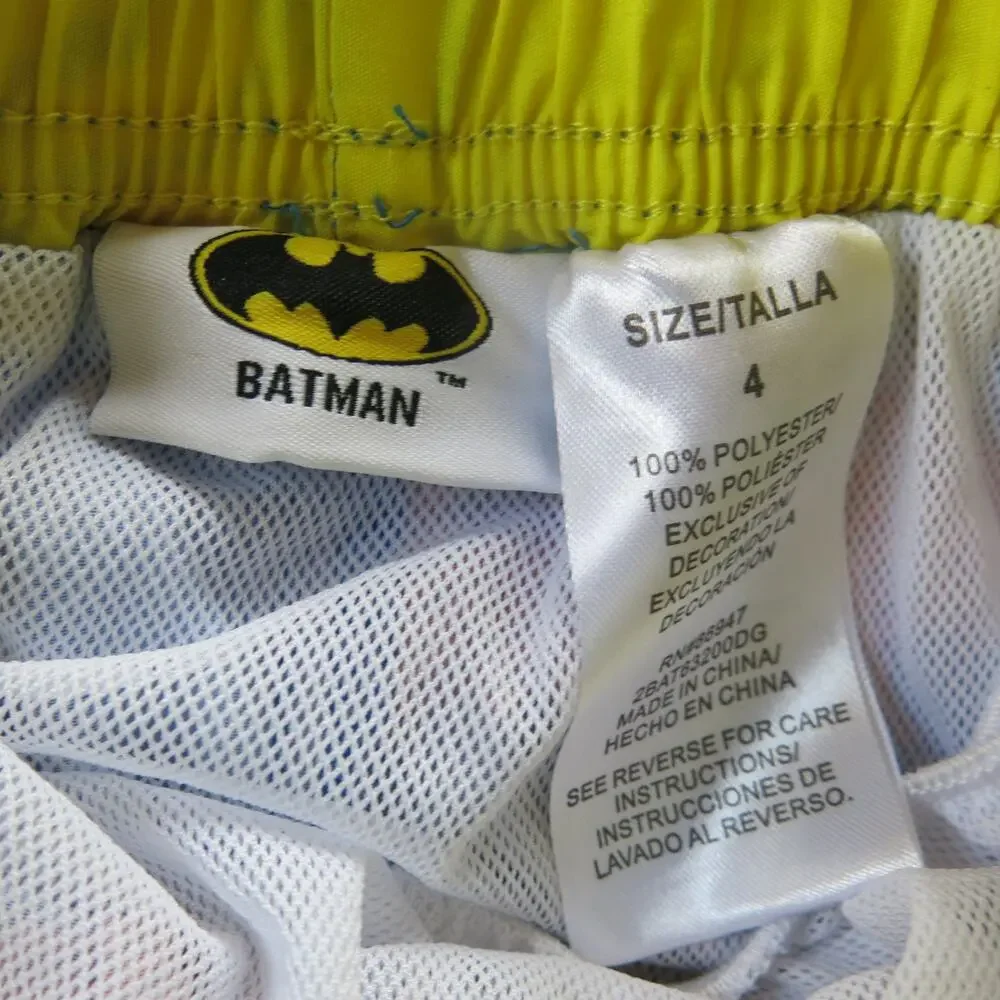 BATMAN *NWT* Bathing Suit Swimming Trunks Shorts Size 4 Youth Superhero Summer